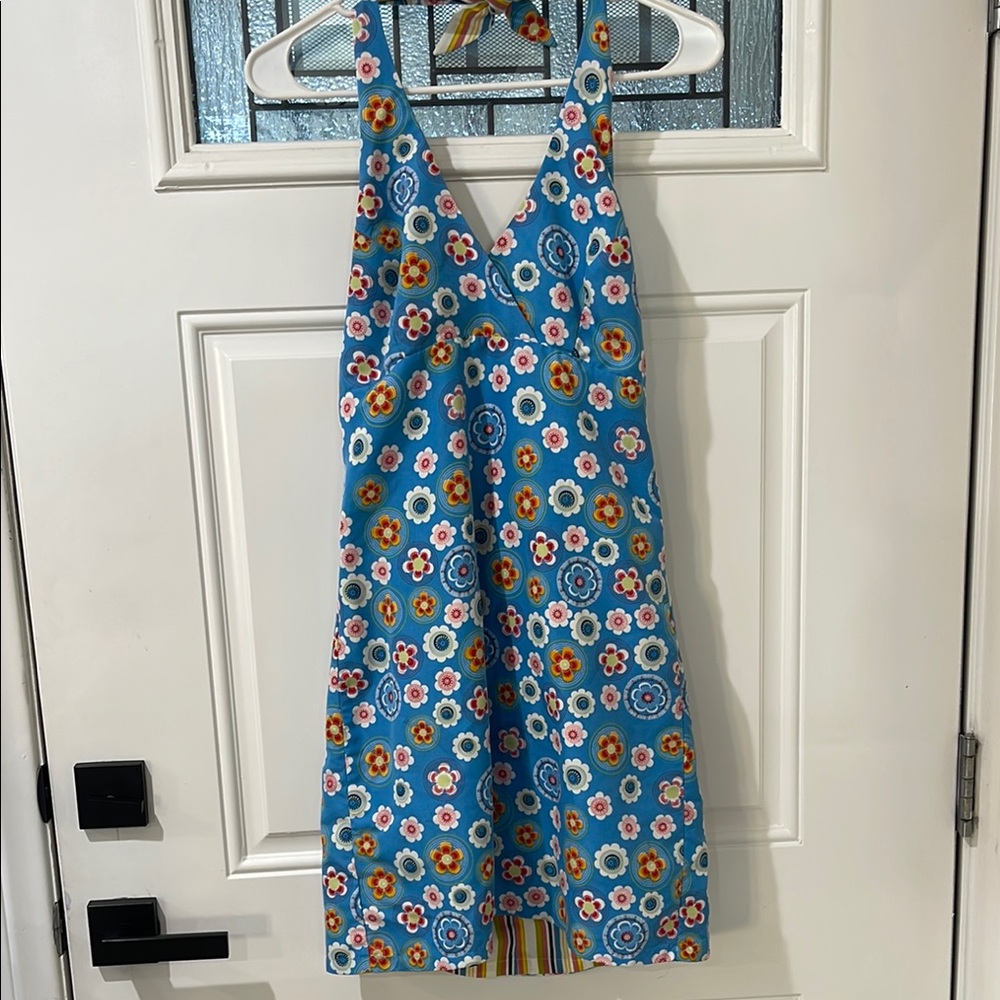Floral Blue double sided Sleeveless Dress